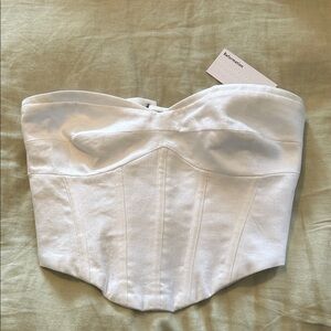 Reformation White Strapless Corset Top- Pacie Linen Top TAGS STILL ON